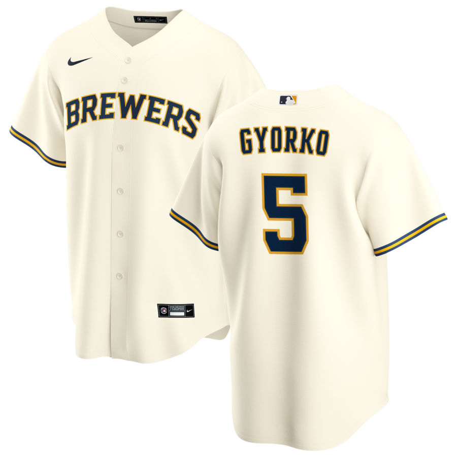 Nike Men #5 Jedd Gyorko Milwaukee Brewers Baseball Jerseys Sale-Cream